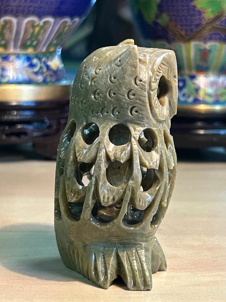 Statuette sculpté Chouette / Hibou en pierre naturel