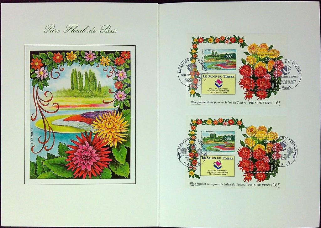 Salon Du Timbre 1994 Enveloppe Dépliant Timbre 1er jour Encart Fdc Yvert et Tellier