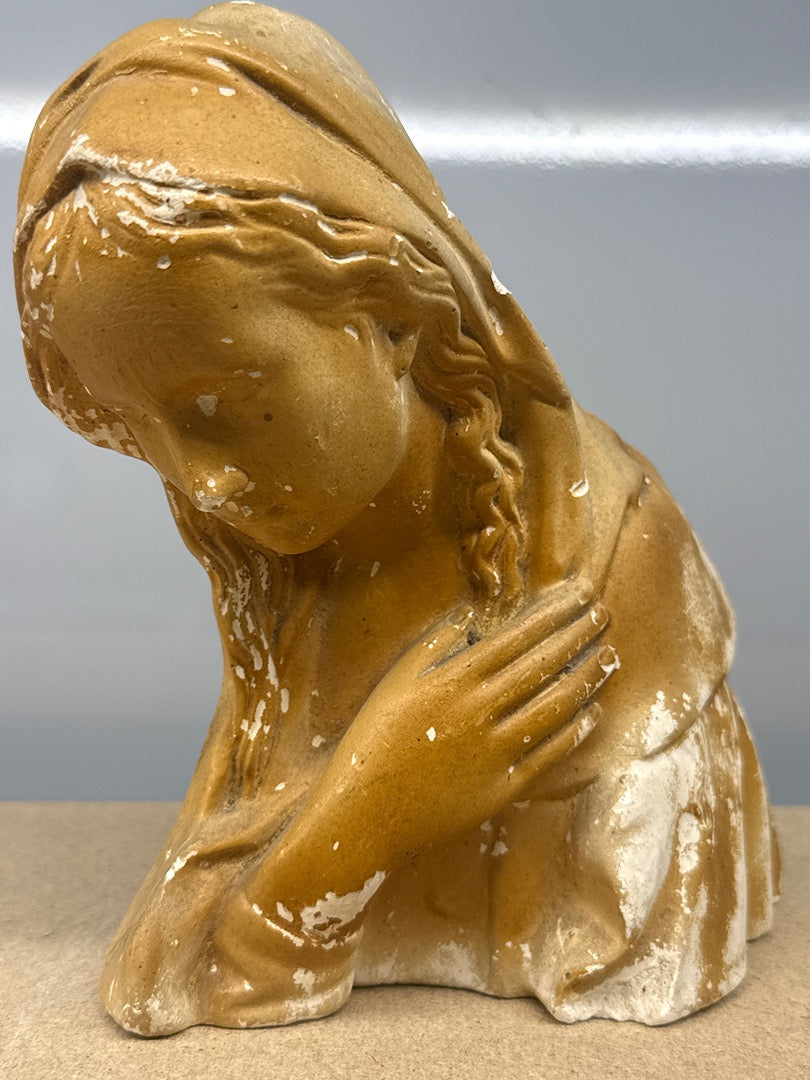 Buste De Vierge – Bibelots – Statue En Plâtre Patiné