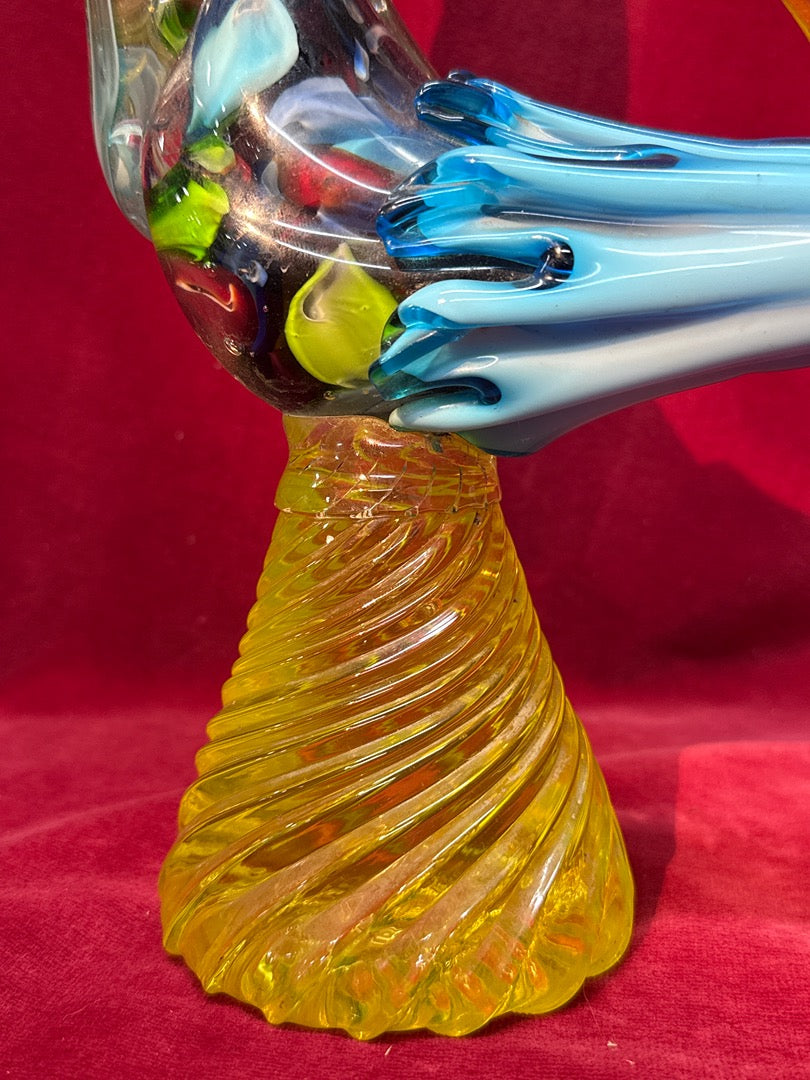 Grande sculpture coq en verre de Murano multicolore