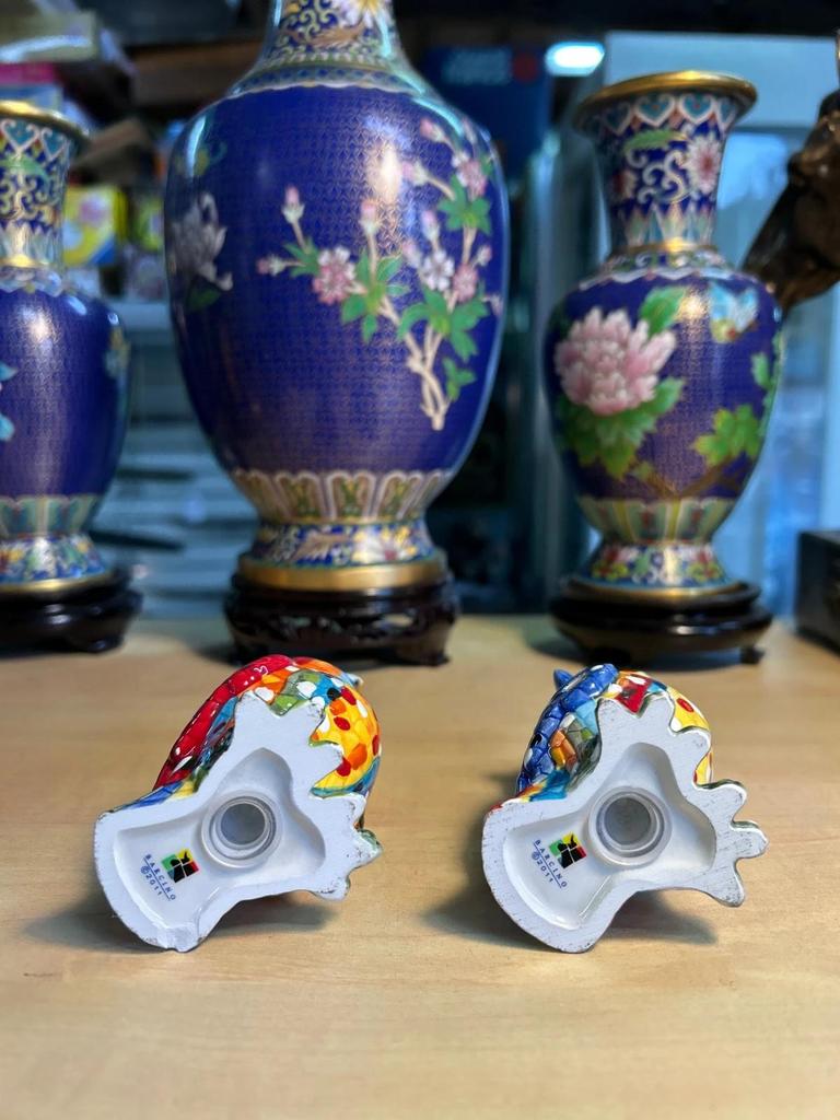 Statuettes sculpté couple Chouette / Hibou en céramique salière et poivrière