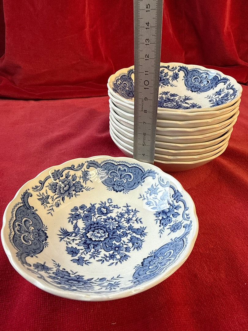Lot de 10 coupelles Ridgway Windsor, décor floral bleu et oiseaux