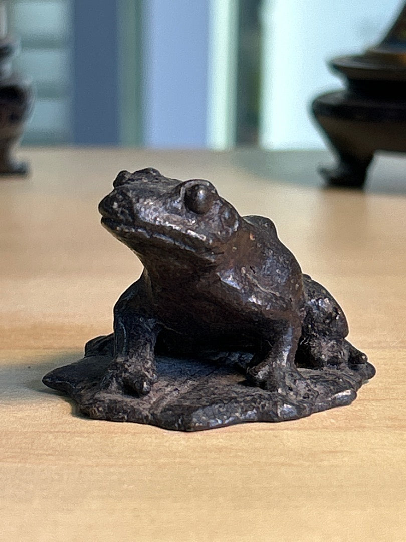 Figurine Grenouille – Bibelot – Bronze Patiné Vintage