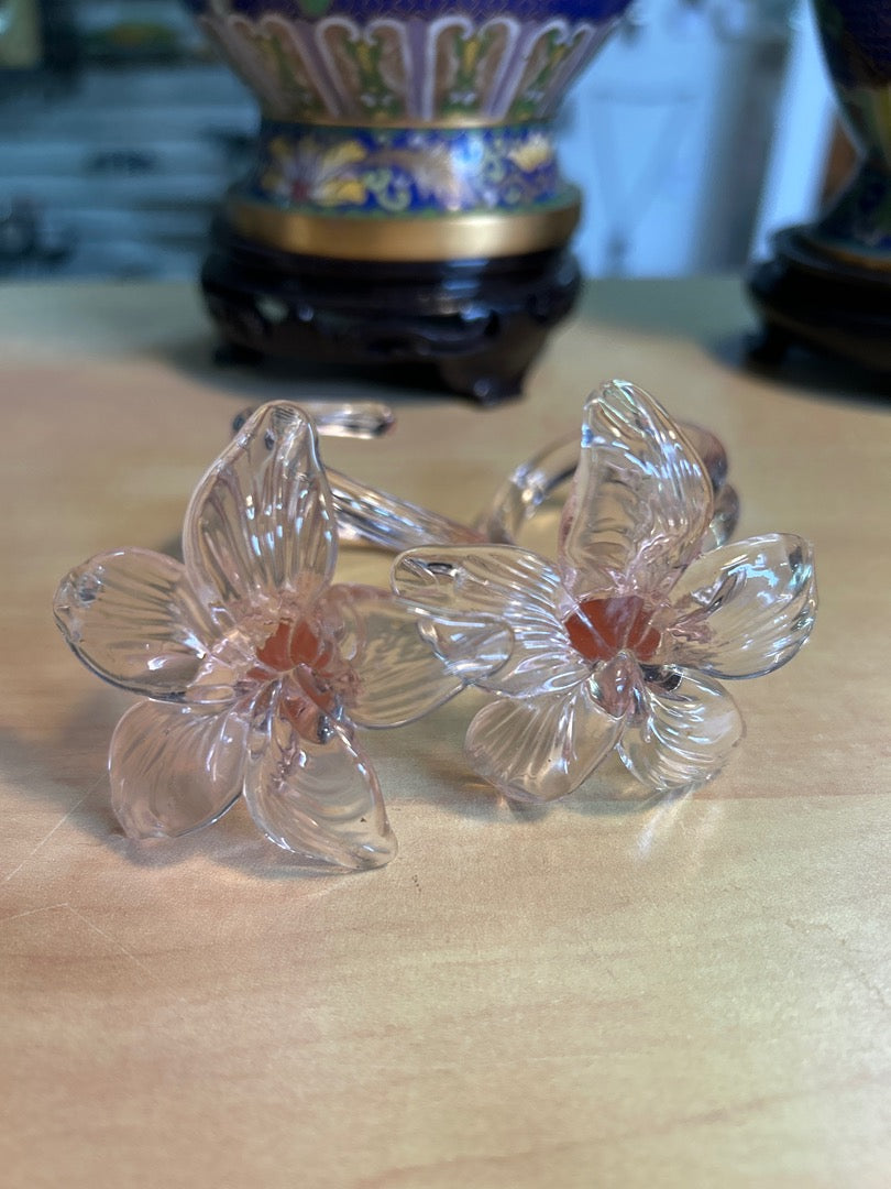 Ronds de serviette – Verre rose fleurs