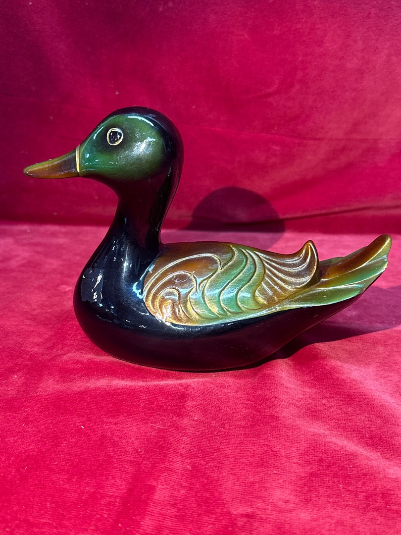 Statuette canard noire et verte