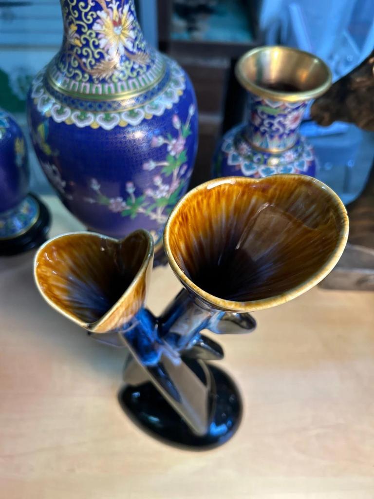 Vase Double Vallauris Soliflore Céramique Années 60