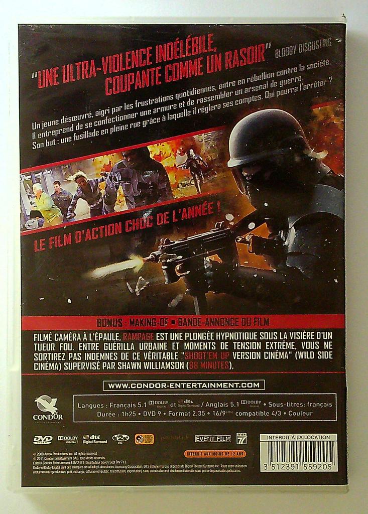 Dvd Rampage : Sniper en liberté condor Entertainment