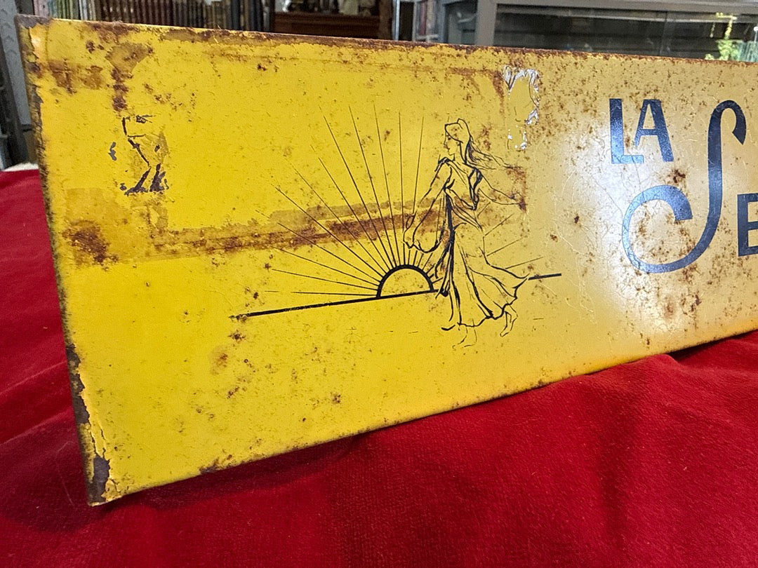 Plaque metal publicitaire La Semeuse jaune