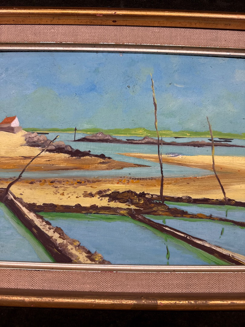 Tableau – J. Crassin – Peinture – Paysage marin marée basse