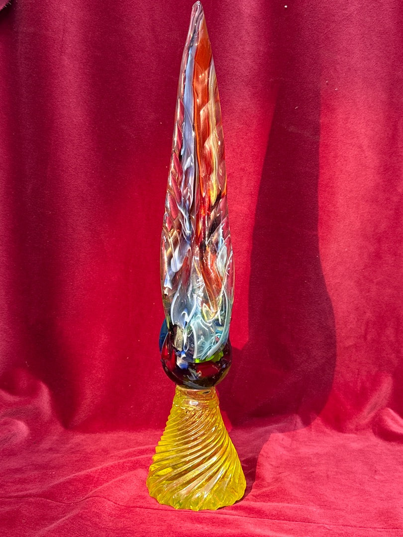 Grande sculpture coq en verre de Murano multicolore