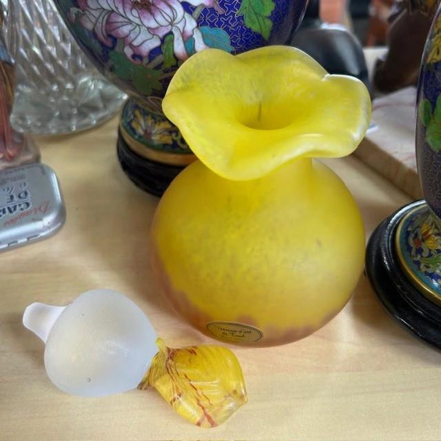 Vase en Pâte de Verre avec un bouchon Verrerie d'art de Toul pièce unique