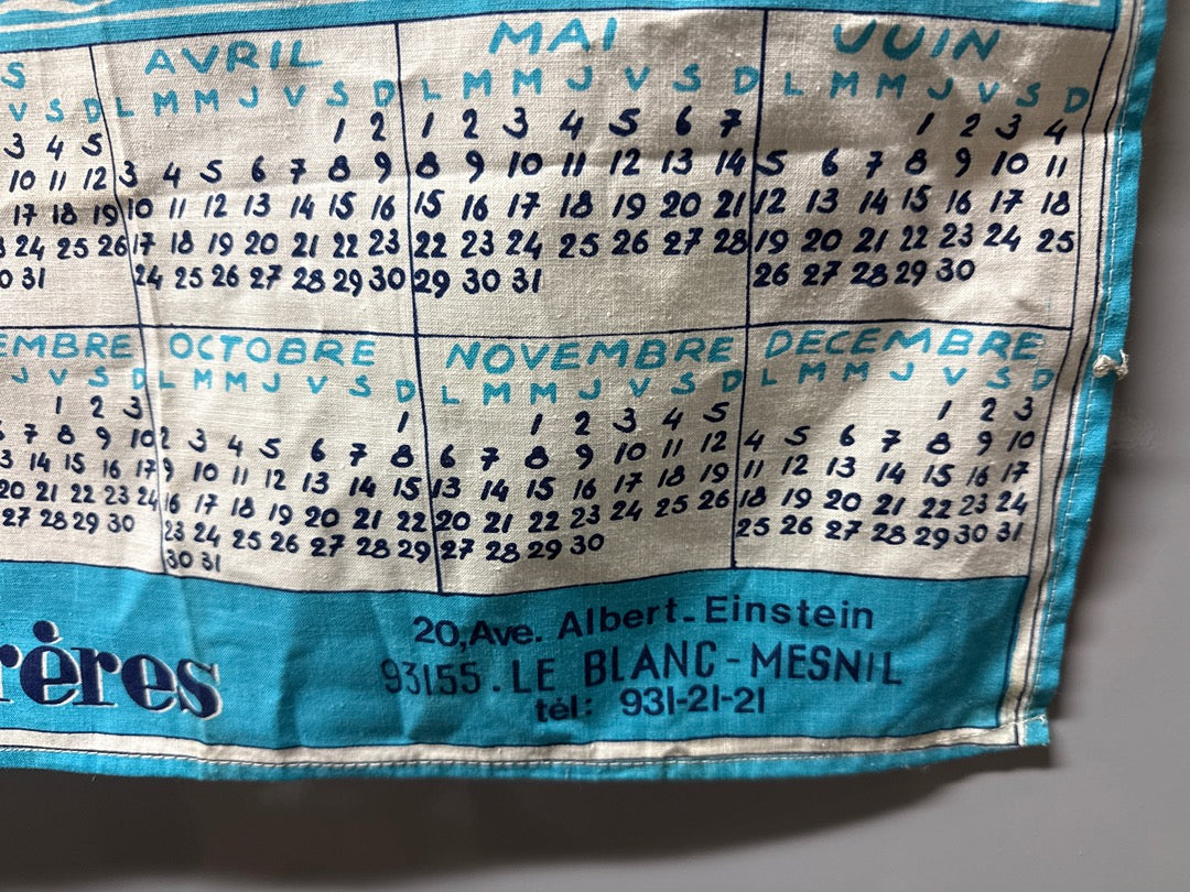 Calendrier Abadie Frères – Torchon vintage 1978