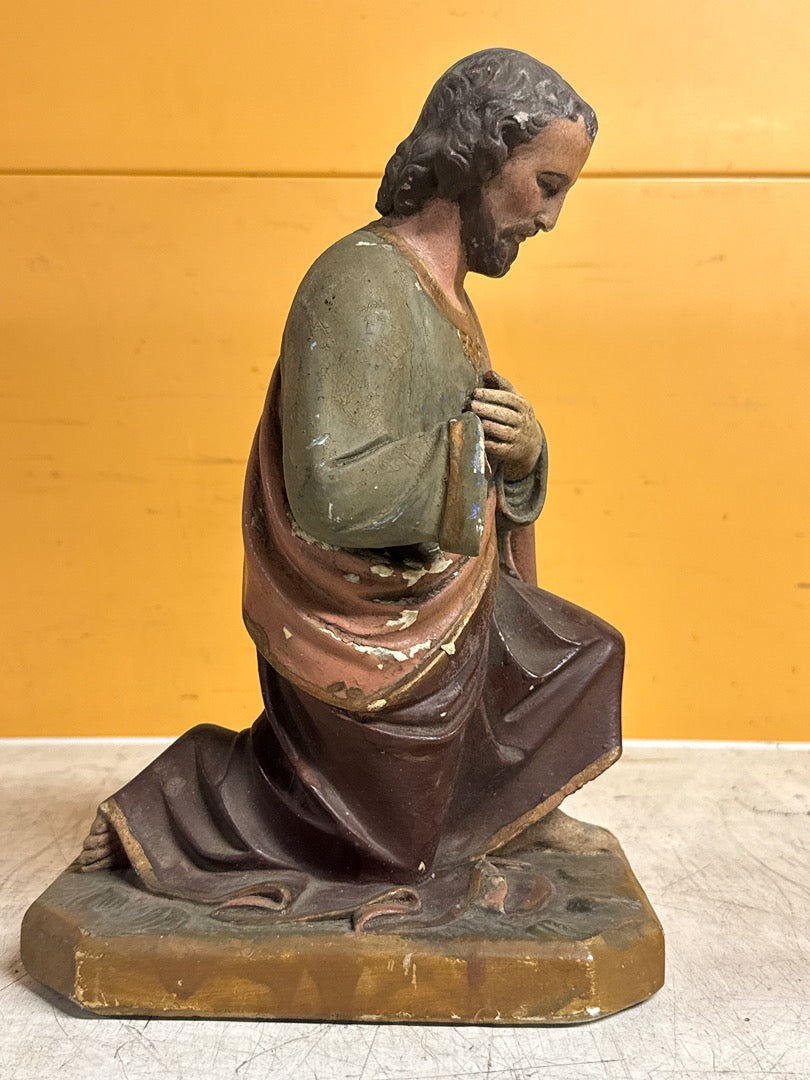 Statue religieuse ancienne – Saint Joseph agenouillé