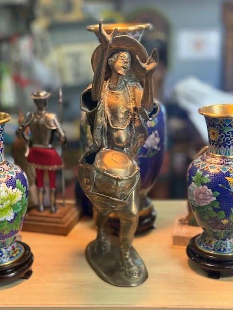 Statue – Bronze – Sculptures Et Figurines – Musicien Au Tambour