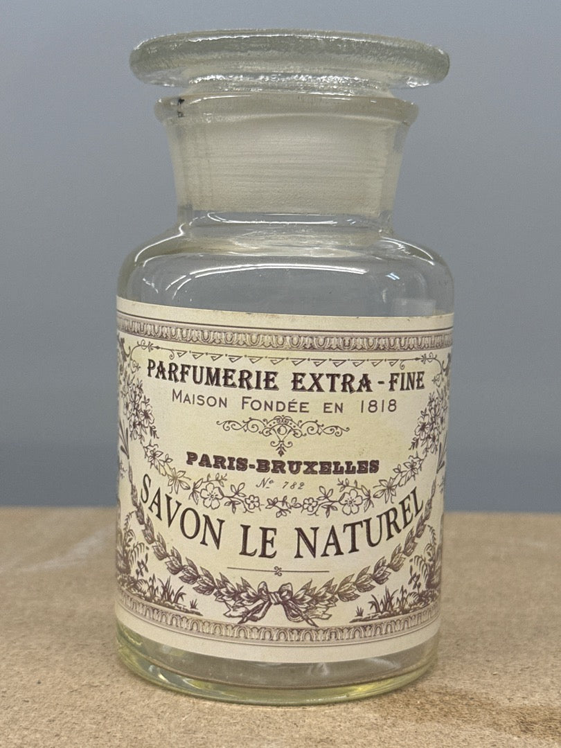 Flacon en verre – Savon Le Naturel – Décoration – Pot apothicaire transparent