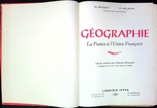 Livre ancien – Librairie Istra – Géographie – Scolaire 1955