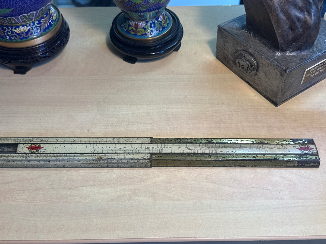Règle à calcul – F.j. Edwards Besco – Outil de mesure – Métal vintage