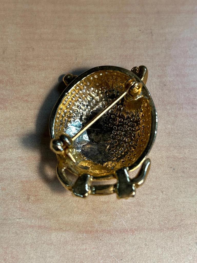 Broche dorée avec 2 petit brillants Chouette / Hibou