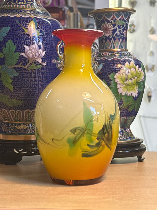 Vase en verre – Artisanal – Décoration – Dégradé jaune orange