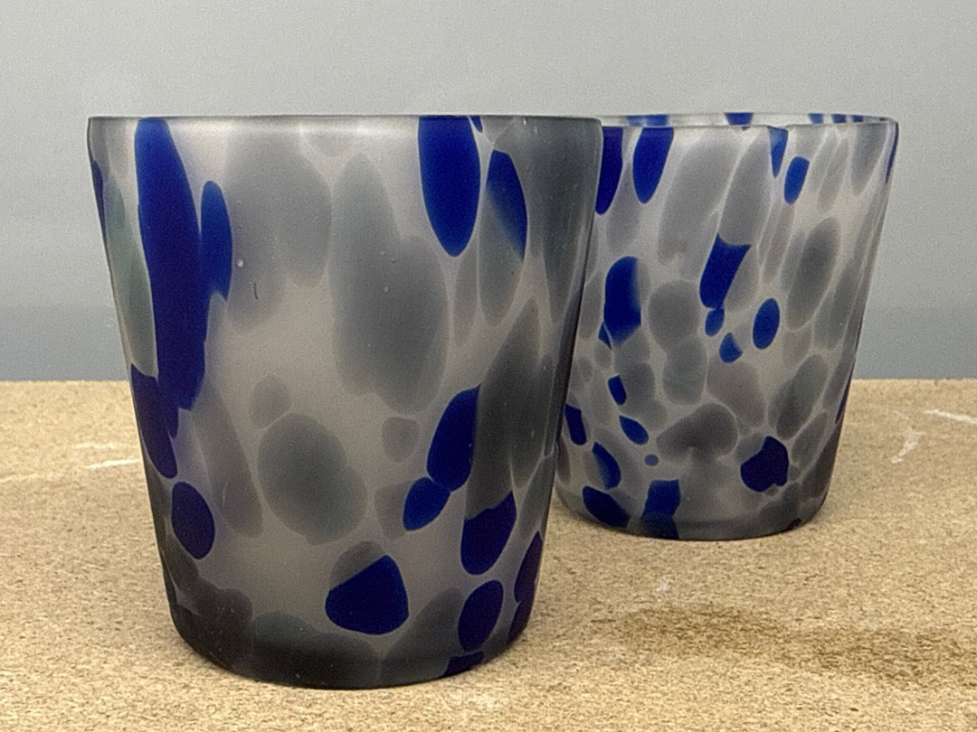 Gobelets – Art de la table – Verre moucheté bleu