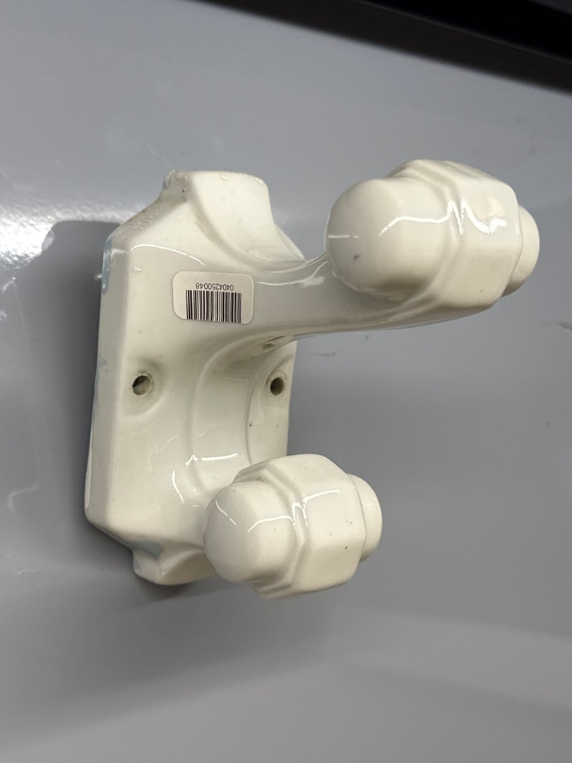 Patère double – Salle de bain – Crochet céramique blanc vintage