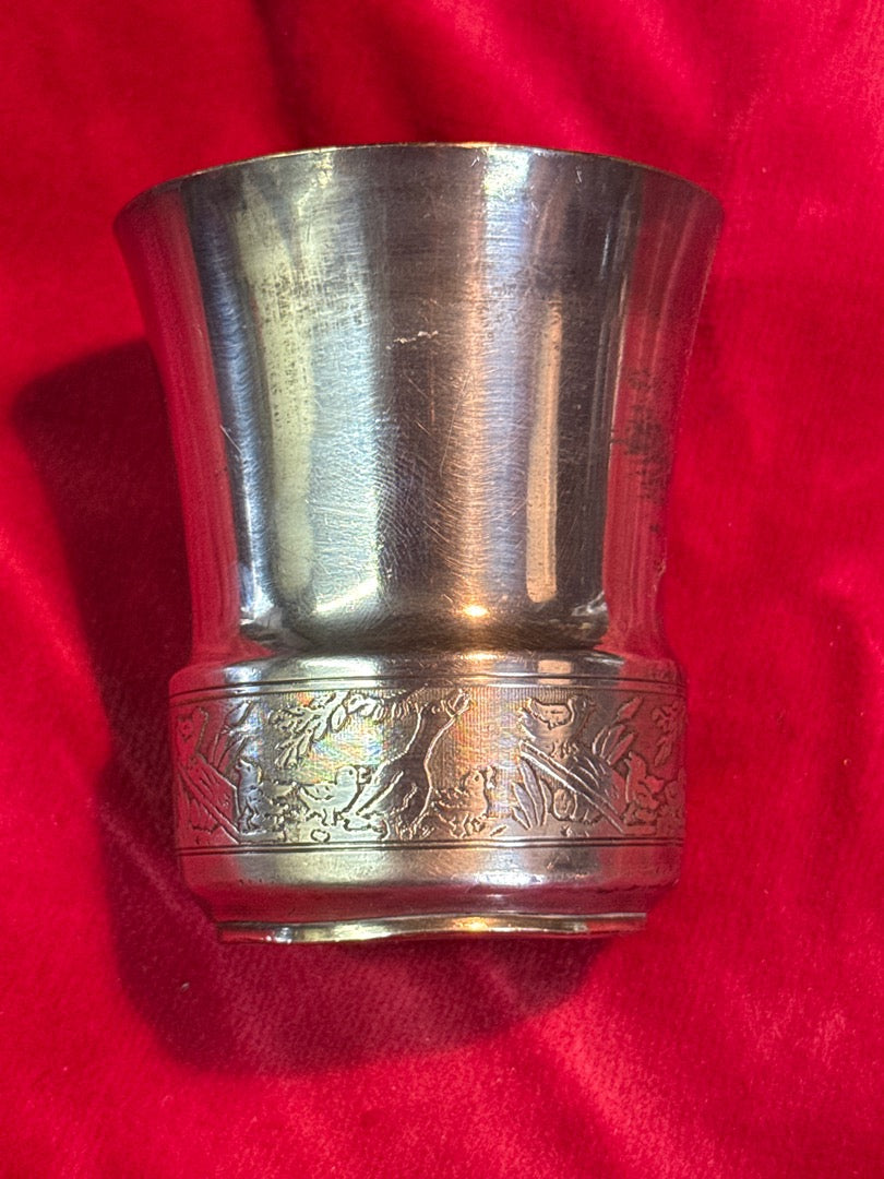 Timbale de baptême – Métal argenté – Vaisselle – Décor canards