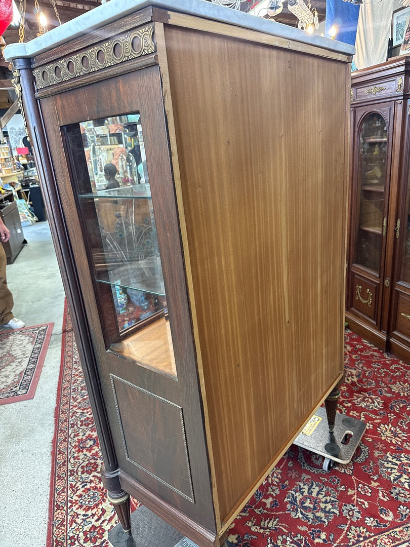 Vitrine ancienne bois marbre – Meuble vintage
