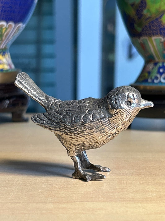 Figurine oiseau – Vintage – Décoration – Métal argenté