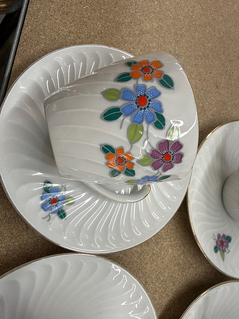Service café – Bareuther – Vaisselle – Fleurs vintage