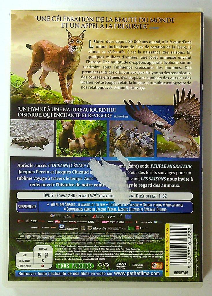 Dvd Les Saisons - Jacques Perrin