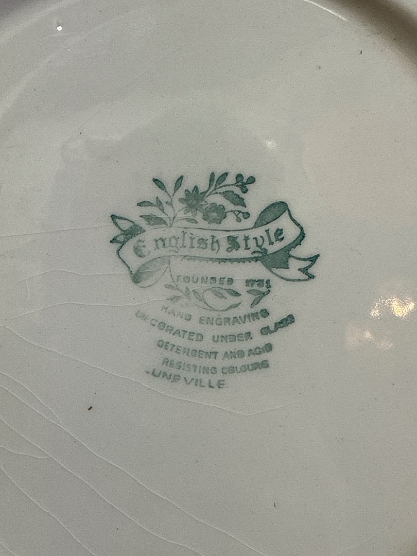 Assiette – Lunéville – Assiettes plates – Faïence bleue décor anglais