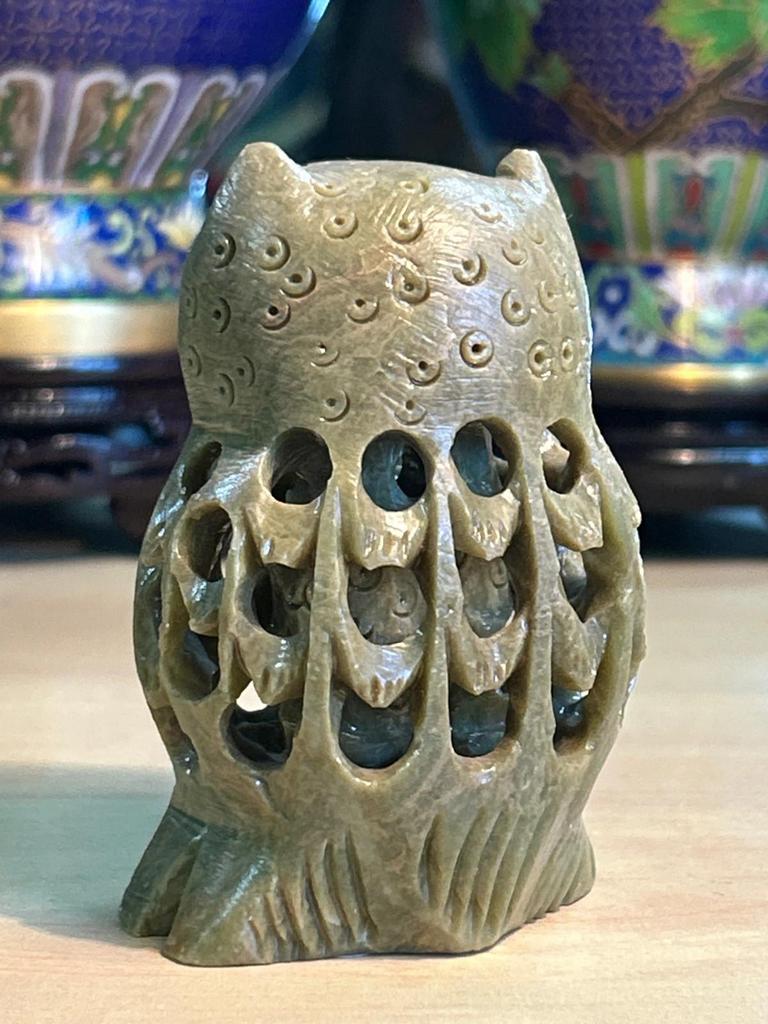 Statuette sculpté Chouette / Hibou en pierre naturel