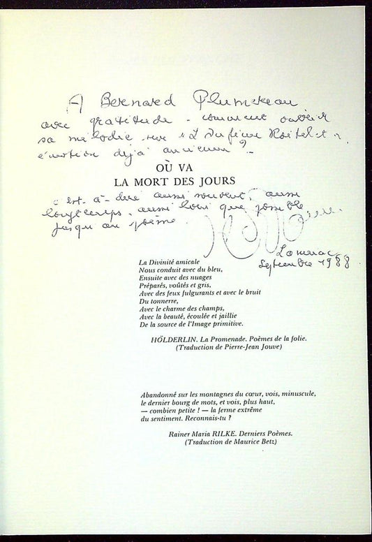Livre signé – J. Rouffanche – Collection – Poésie dédicacée