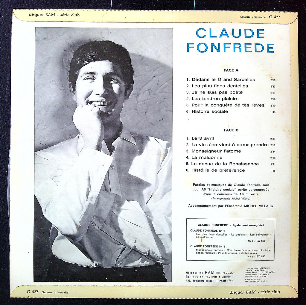 Vinyle – Claude Fonfrède – Musique – Chanson française