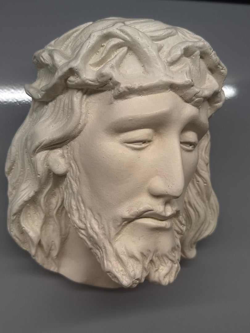Plaque murale blanche - Décoration - Tête de Christ