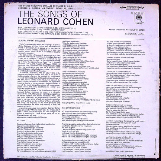 Disque vinyle Lp The Songs of Leonard Cohen Cbs