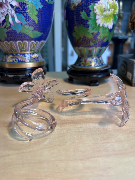 Ronds de serviette – Verre rose fleurs