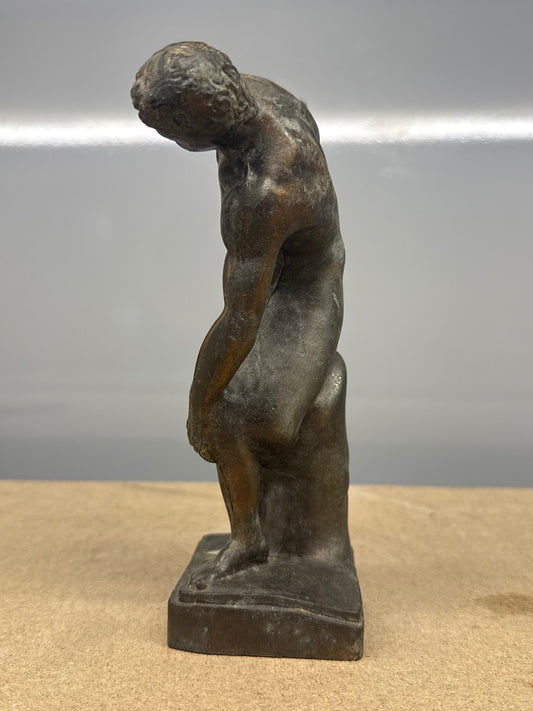 Statue – Discobole En Métal – Bibelots – Décoration Vintage
