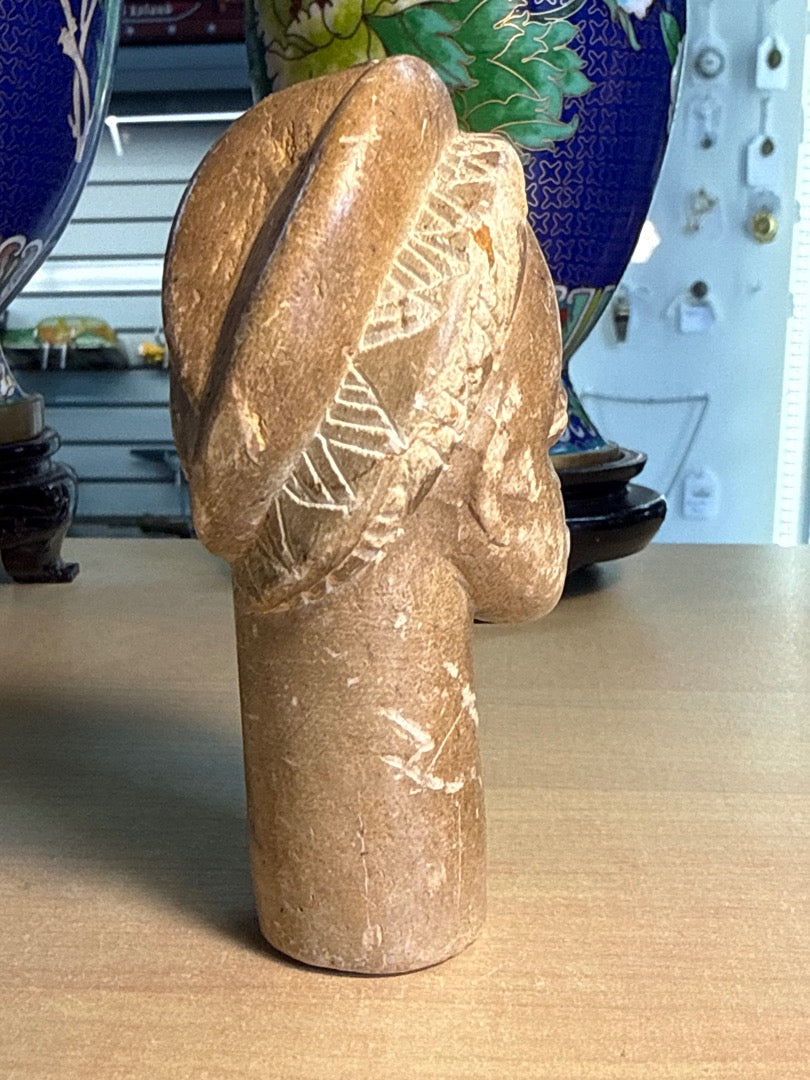 Buste sculpté – Art africain – Décoration – Pierre de stéatite