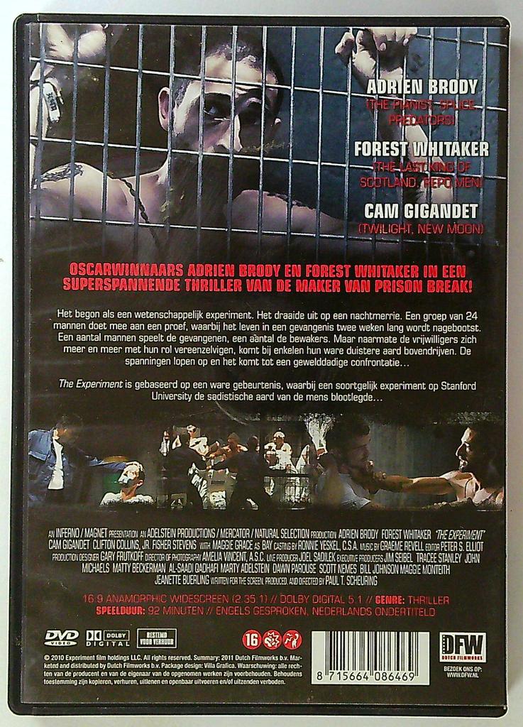 Dvd Thriller The Experiment avec Adrien Brody