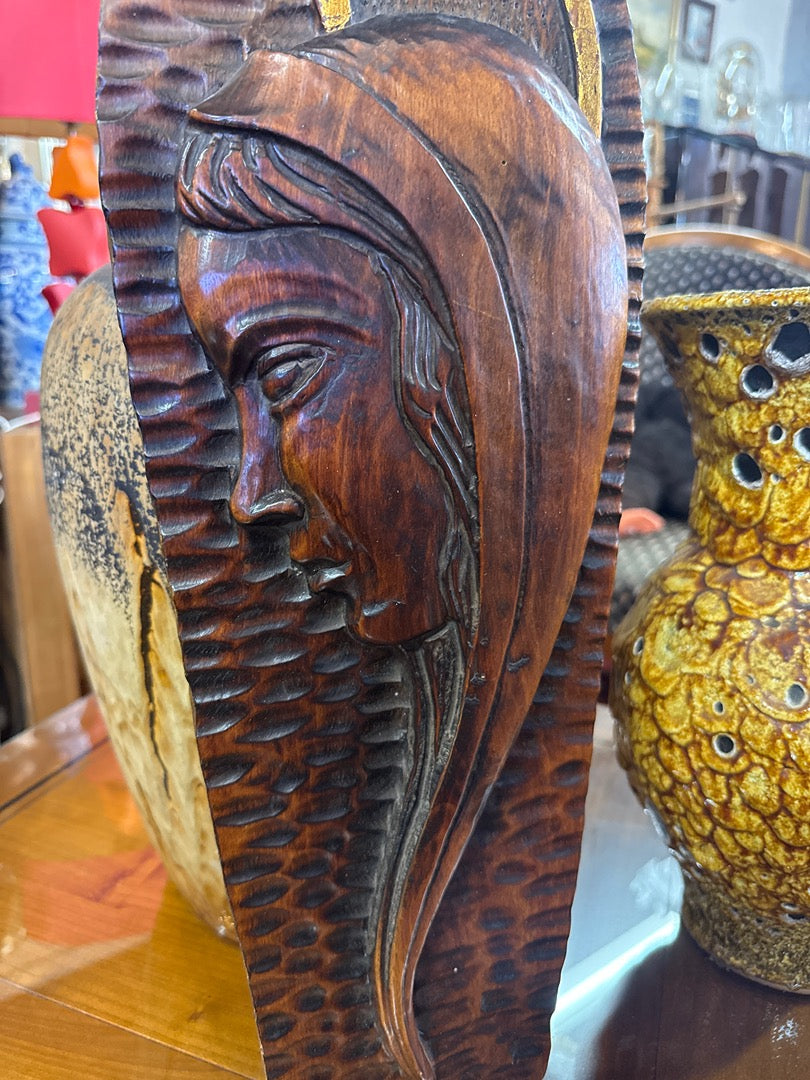 Plaque Vierge Marie – Artisanat – Décoration – Bois sculpté
