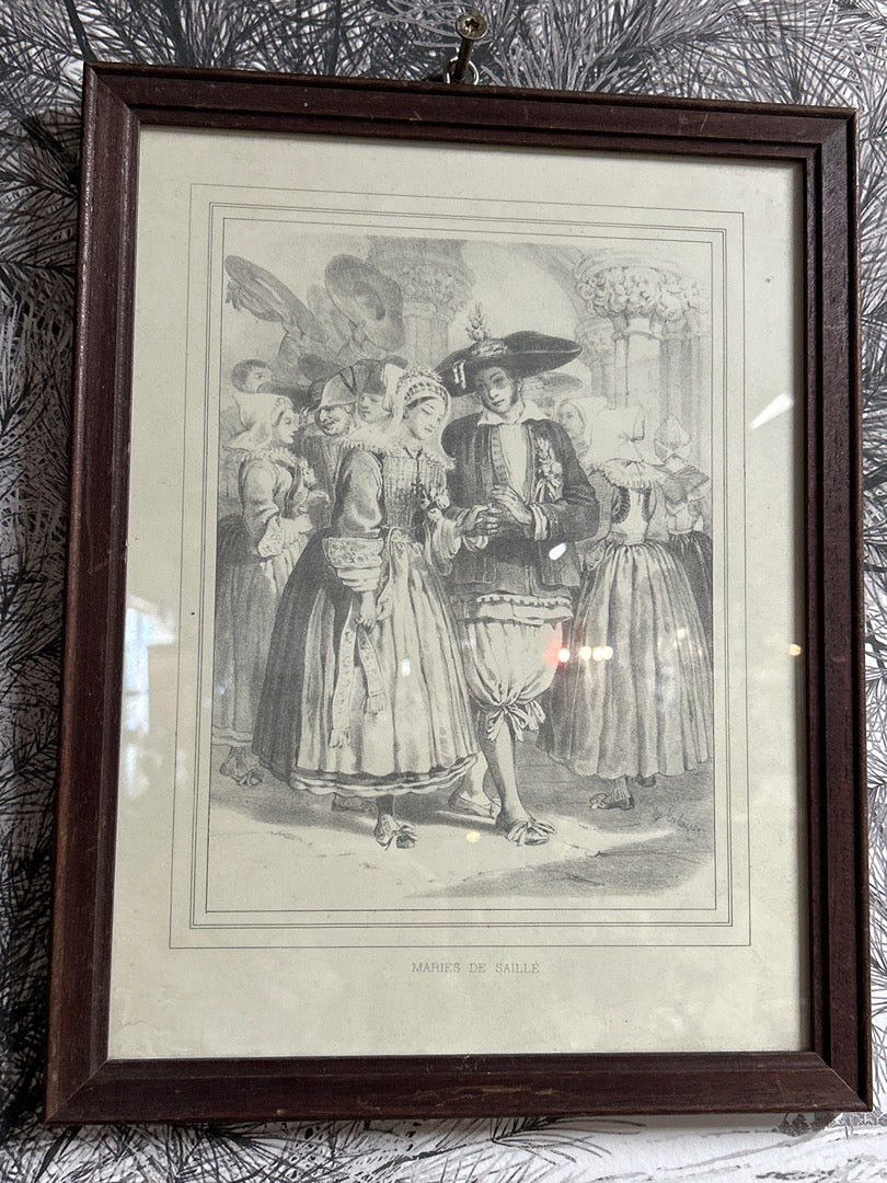 Tableau Gravure Mariés de Saillé L. Lestang