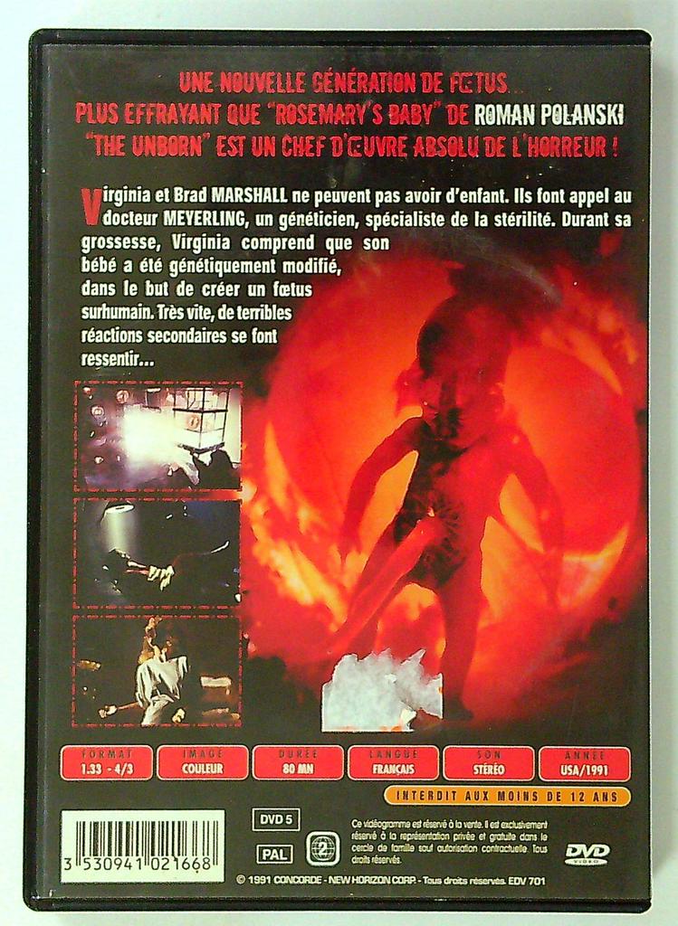 Dvd horreur The Unborn 1991 Rodman Flender