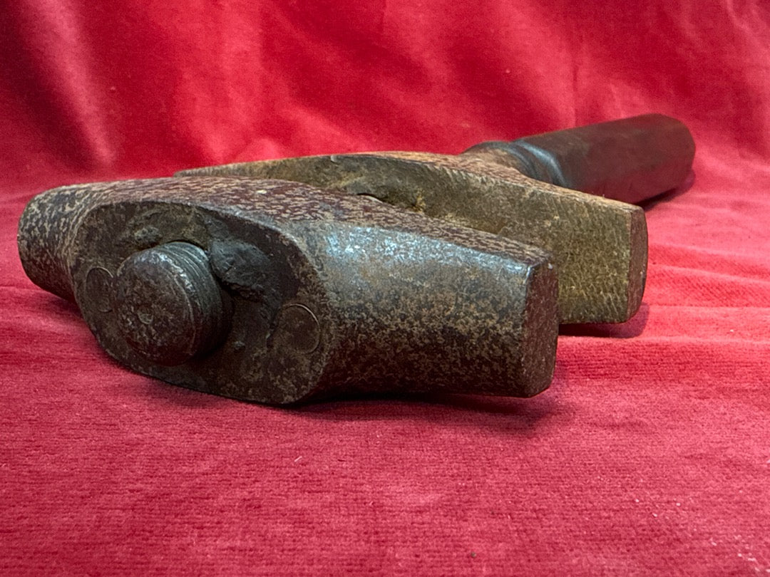 Ancienne clef a molette poignee bois outil de forge