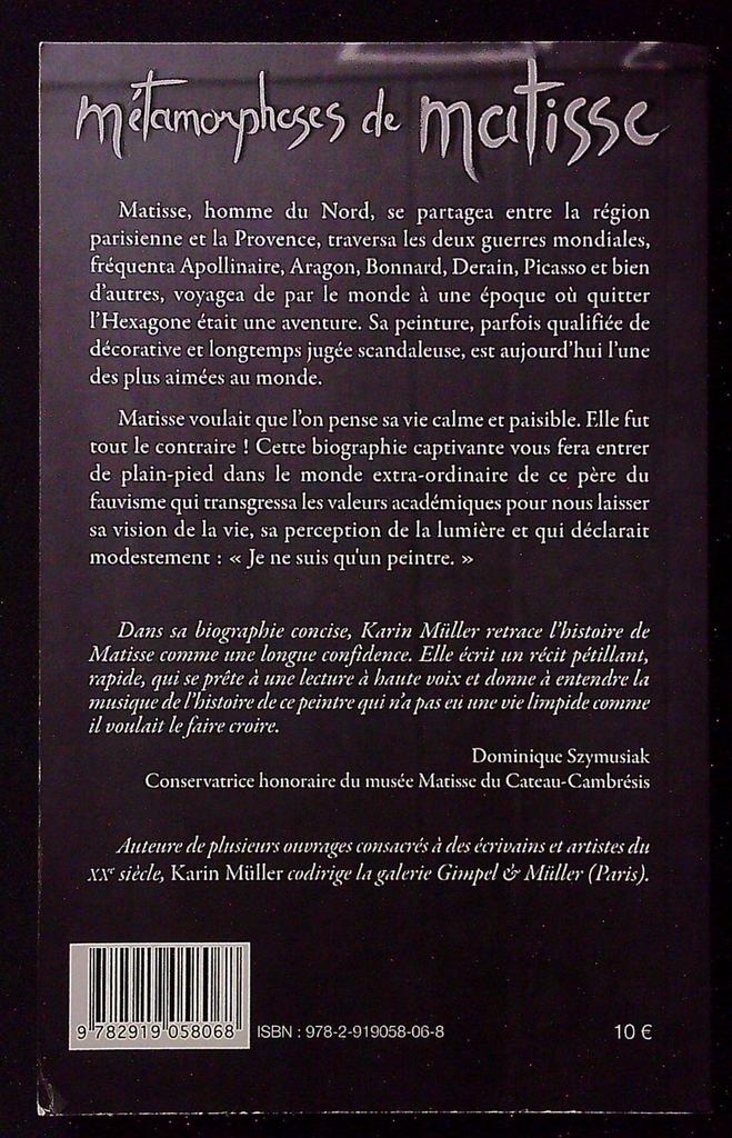 Livre – Karin Müller – Métamorphoses de Matisse