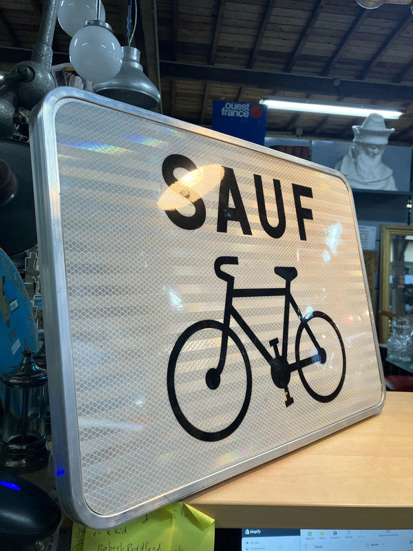 Panneaux Routier Sauf Vélo interdit stop cycliste