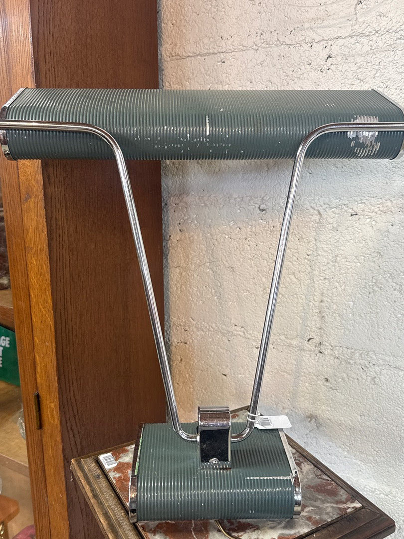 Lampe de bureau vintage – Style Art Déco chrome et vert
