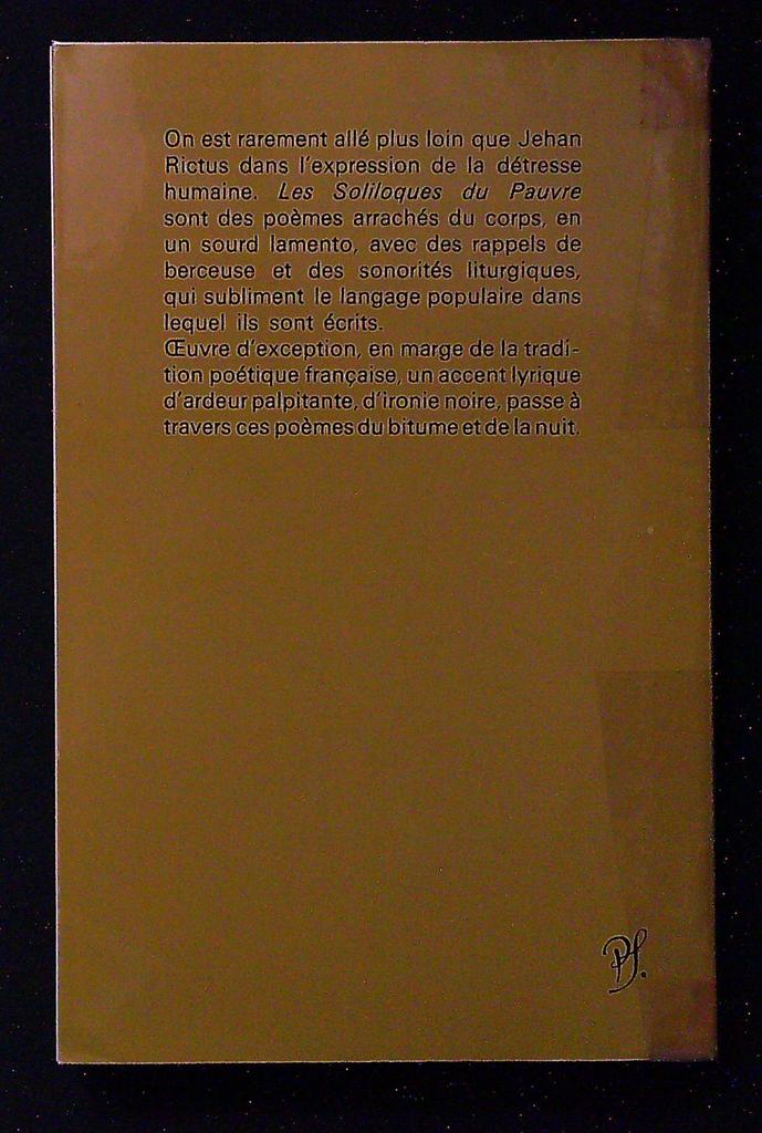 Livre – Jehan Rictus – Les Soliloques du Pauvre – Seghers
