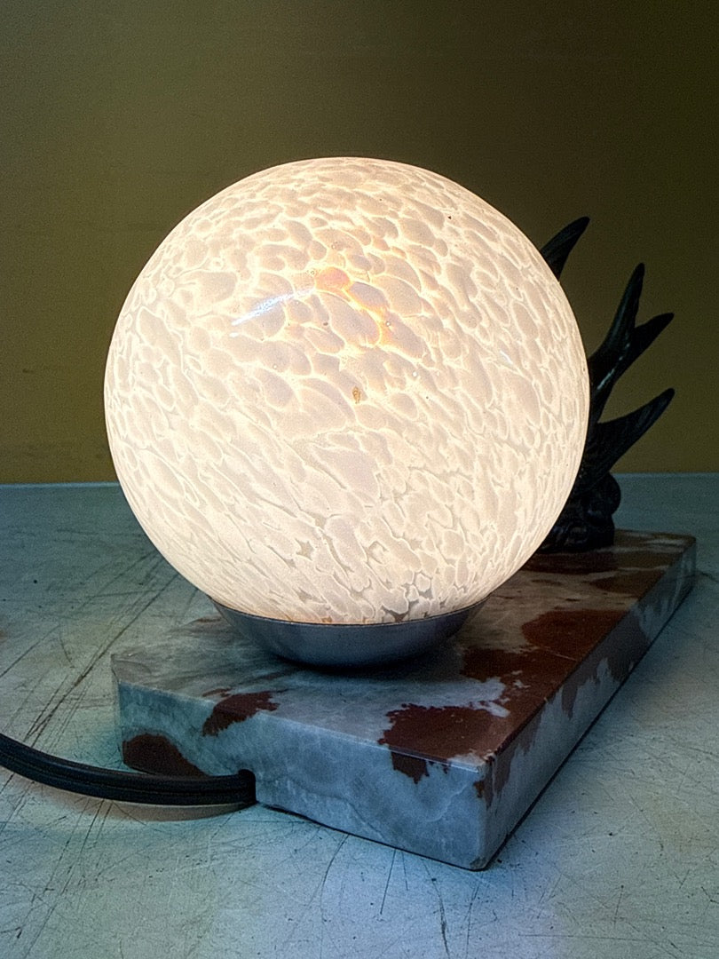 Lampe de bureau – Socle en marbre et oiseau