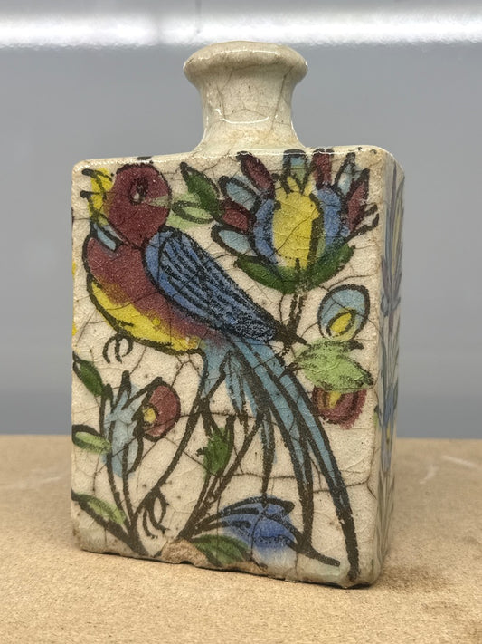 Bouteille – Céramique – Déco – Motif Oiseau Et Fleurs